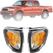 WFLNHB Front Driver and Passenger Side Parking/Side Marker Lights Replacement for Toyota Tacoma 2001-2004 Side Marker Corner Lights w/Chrome Trim 8162004090B0 TO2521162