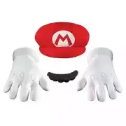 Mario Hat Gloves Nintendo Super Mario Brothers Halloween Adult Costume Accessory