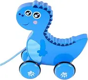 Pull Along Dinosaur Tow Truck Wooden Educational Toy Safe for Toddlers Home Preschool Long-Lasting No Harmful Substances