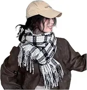 [GLigeT] Scarf Advanced Atmosphere Checkerboard Plaid Scarf, Versatile Thickened Warm Scarf, Long Shawl, Dual-purpose Scarf Chunky Oversized Winter/Fall