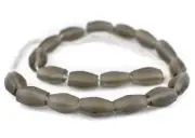 Groundhog Grey Faceted Cylinder Java Recycled Glass Beads 20x12mm Indonesia