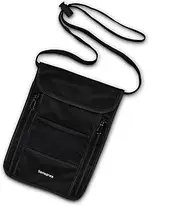[Samsonite] RFID Neck Pouch - Lightweight and Durable Nylon RFID Protection Technology - Blocks RFID Signals Encoded in Passports, IDs & Credit Cards, Black, Organization Accessories