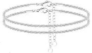 [WQEDVN] Dainty Layered Waterproof Women's Anklets, Beach Ankle Bracelets for Women, Silver Anklets Chains for Women, Suitable for Girls, Ladies (Silver), One Size, Zinc, No Gemstone