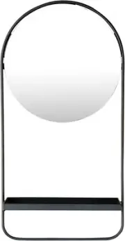 Bloomingville 23" H Metal Wall, Shelf & Hanging Rod Décor Mirror, Black