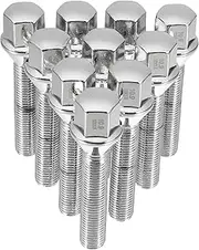 uxcell M12 x 1.5 55mm Wheel Bolts Lug Nuts Taper 60° Taper Seat 17 mm Shank Chrome Wheel Studs Set 10pcs