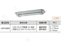 在飛比找樂天市場購物網優惠-【燈王的店】舞光 LED T8 2尺 雙管 美術型 日光燈具