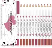 LEBHAR Lasting Matte 12 Pack Nude Smooth Outline Lip Line Lipstick Pen Set