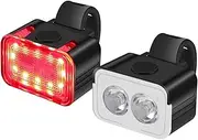Vortex L6 Type C USB Aluminum Rechargeable Bike Light Set, 300 Lumen Front and Back LED Rear Taillight, Bicycle Lights for Night Riding Safety, Easy Installation and uninstallation, IPX6, Mode Memory