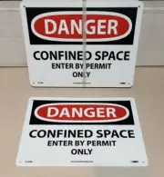 Lot of 10 Danger Sign Confined Space Enter By Permit Only 10" x 14" OSHA Safety