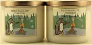 QTY 2 - Bath & Body Works White Barn MARSHMALLOW FIRESIDE 3-Wick 14.5 Oz Candle