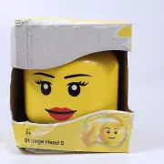 Lego Storage Head Winking Girl Yellow Stackable Mini Figure Block Brick Holder
