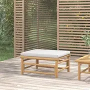 Garden Footstool with Light Grey Cushion Bamboo,Comfortable Bamboo Garden Footstool with Cushion for Outdoor Lounge Area Outdoor Sectional Sofa Units