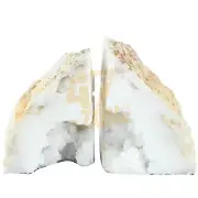 Geode Stone Bookends Natural White Indoor Outdoor Tabletop Home Decor