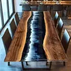Custom Walnut Epoxy Forest Dining Table | Handcrafted Unique Wood Resin Dining T