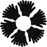 [VICAITOYS] 6 Pairs Winter Magic Gloves Knit Gloves for Kids Boys Winter Stretchy Full Fingers Knitted Winter Magic for Kids Aged 3-5 Years, All Black Series, Small Size, Black Gloves