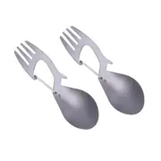 Nevenka 2Pcs Titanium Alloy Multi Tool Spork Works as Carabiner and Bottle Opener