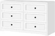 ALFORDSON Chest of Drawers Hallway Tallboy, Bedroom Dresser with 6 Drawers with Wooden Knobs, Living Room Side Cabinet Standing Storage Cupboard, Indoor Furniture Home Organiser Sideboard(White)