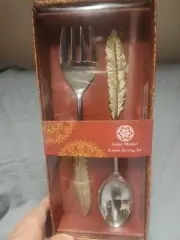 Jaipur Market Handcrafted in India- 2 Piece Serving Set-Large Spoon & Fork- New