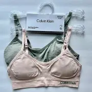 NWT Calvin Klein girls 2 pack seamless bralette bra SMALL 6-6X pink gray