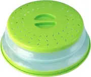 Microwave Green Food Cover Splatter Proof Vented Collapsible With Easy Grip Hand
