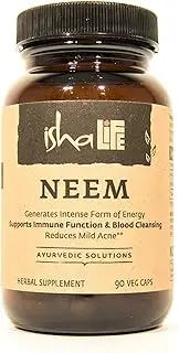 Isha Organic Neem Supplement — Natural Ayurvedic Herbal Cleanser and Purifier: Boosts Immunity - 90 Vegetarian Capsules, 950 mg Each