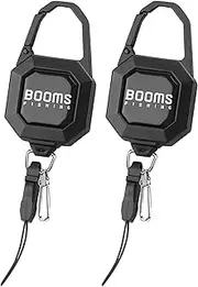 Booms Fishing Locking Zinger Retractor: 2-Pack Fly Fishing Retractor - 8oz Heavy Duty Retractable Keychain - RG4 27.5” Tether
