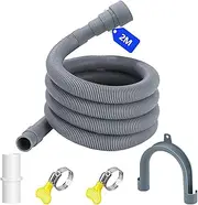 UZSUZZ Drain Hose Extension 2 m, Drain Hose Washing Machine with Bracket Connector and Hose Clamps, Expandable Hose Universal for Washing Machine Dishwasher (1.5/2 m)