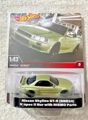 HOT WHEELS PREMIUM 1:43 SCALE NISSAN SKYLINE GT-R (BNR34) V-SPEC NISMO **NEW**