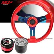 For 84-04 Mustang Non-GT Red Wood Neo Chrome Steering Wheel Hub + Quick Release (for: Ford)
