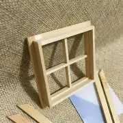 1:12 Scale Dollhouse Miniatures Vintage Handmade Wooden 4 Pane Window Accessorie