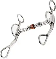 CHALLENGER Horse Argentine Stainless Steel 5" Dog Bone Snaffle Mouth Bit w/Copper Roller 35GA11B