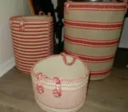 Pottery Barn Chilton Baskets with Handles Set of 3 New