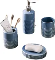 CVBFDB Ceramic Bathroom Group Four-Piece Lotion Bottle Press Hand Sanitizer Toothbrush Cup Toiletries