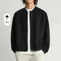 在飛比找momo購物網優惠-【米蘭精品】棒球外套休閒夾克(韓版純色薄款寬鬆男外套2色74