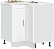 Porto White Engineered Wood Corner Base Cabinet - 75.5x75.5x81.5 cm - Kitchen Storage Pantry Unit with Doors & Adjustable Feet, Durable & Easy Maintenance