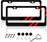 2 PCS Matte License Plate Frames Aluminum Alloy License Plate Cover Holder Fits