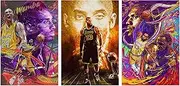 bzcpc Basketball Stars LeBron and Kobe Poster Canvas Art Bedroom Wall Decor Kids Room Decor Inspirational Gift (3 Panels, 12×18in（30×45cm)