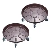 Planter Caddy with Wheels, 2 Pack 14.5 Inch Heavy Plant Stand, Brown