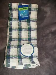 DELUXE SET OF 2 ANTI-MICROBIAL NAVY BLUE DISH TOWELS Kitchen NO ODORS 2 PC NEW