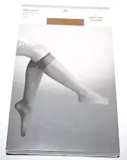 Jaclyn Smith Silky Sheer Leg & Sheer Toe 2-Pack Knee Highs Sz C Almost Bare/Nude