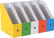 5 Pcs Magazine File Holder, Vertical Cardboard File Rack, Portable Divider Shelf, Multicolored Book Box Organizer for Office or Classroom (Multi-Color)