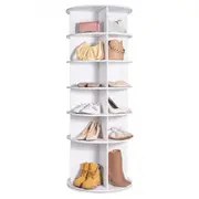 VEVOR 6-Tier Rotating Shoe Rack Tower 360 Spinning Shoe Display Carousel White
