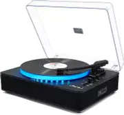 Record Player with Built-In Stereo Speakers, LED Control, 3-Speed Bel...Black