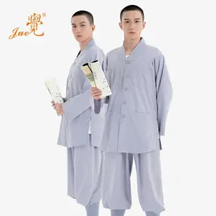 僧服/禪修服/和尚服/居士服 覺牌僧服絲光棉短褂春秋夏季薄款小褂套裝男女和尚比丘尼僧衣灰色【CM15051】