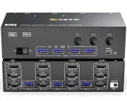 KVM Switch 3 Monitors 3 Computers 8K@60Hz, Camgeet HDMI and Displayport Triple M
