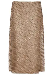 Vince Sequin-embellished Tulle Midi Skirt - Camel - 8 (UK12 / M) 8 (UK12 / M)