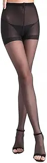 [Cheysrae] Satin Sheer Control Top Pantyhose with Shadow Toe