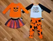 NEW Halloween Baby Girl 4pc Mix & Match Tees, Tutu Skirt, Pant Set (12M-2T)