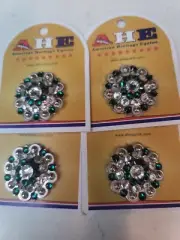 AMERICAN HERITAGE EQUINE EMERALD GREEN CRYSTAL WESTERN SADDLE CONCHO SET OF 4