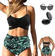 [WOTOW] Women Wrap Bikini Set - Tummy Control High Waisted Bathing Suit - 2 Piece Push Up Swimsuits Sports Surfing Swimwear Beachwear for Women